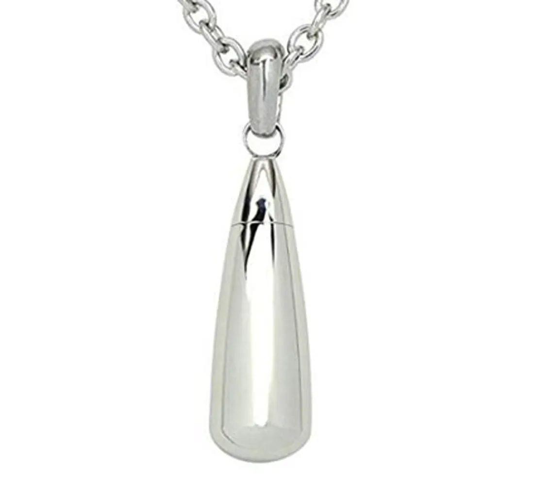 Silber Teardrop Edelstahl Feuerbestattung Urn Halskette Anhänger mit Fill Kit Ashes Halter Schmuck - Kette misst 50cm lang