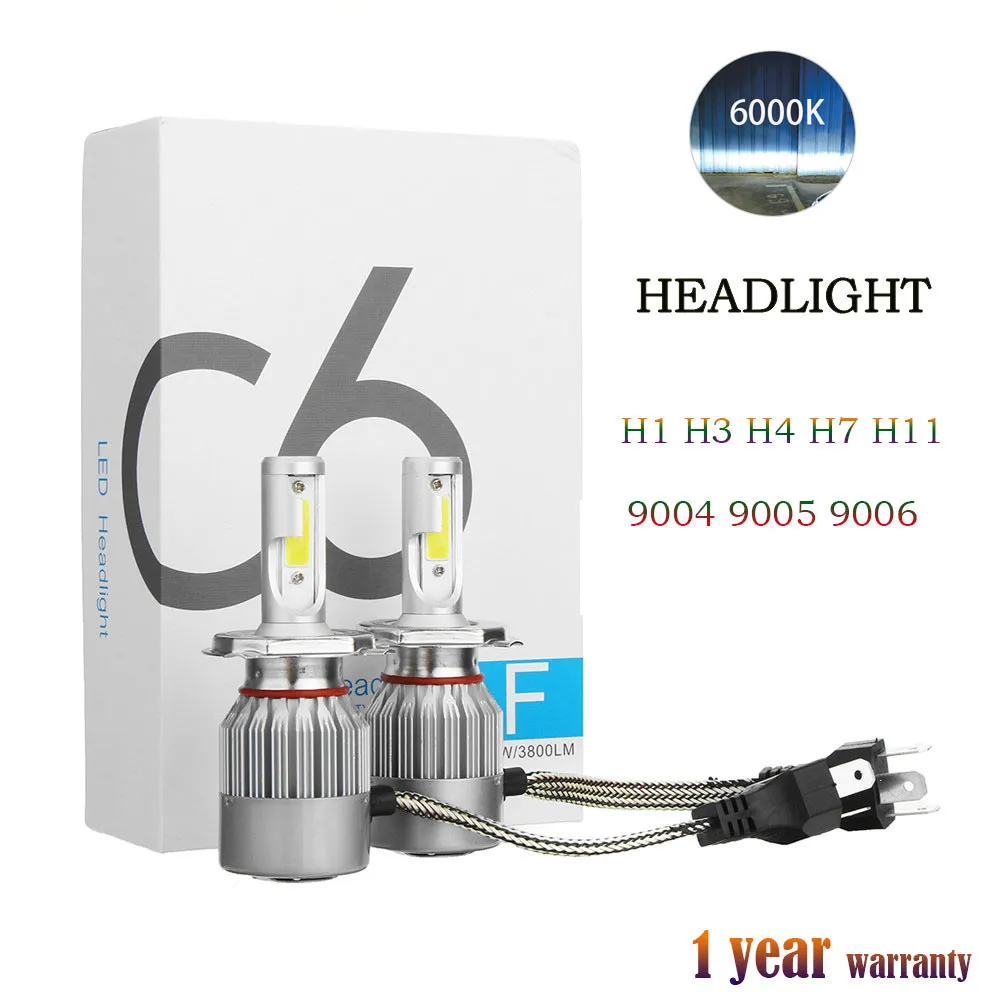 C6 High Power COB Chip H1 H3 H4 H7 H11 Auto LED Headlight Bulb - China C6, C6  Bulb