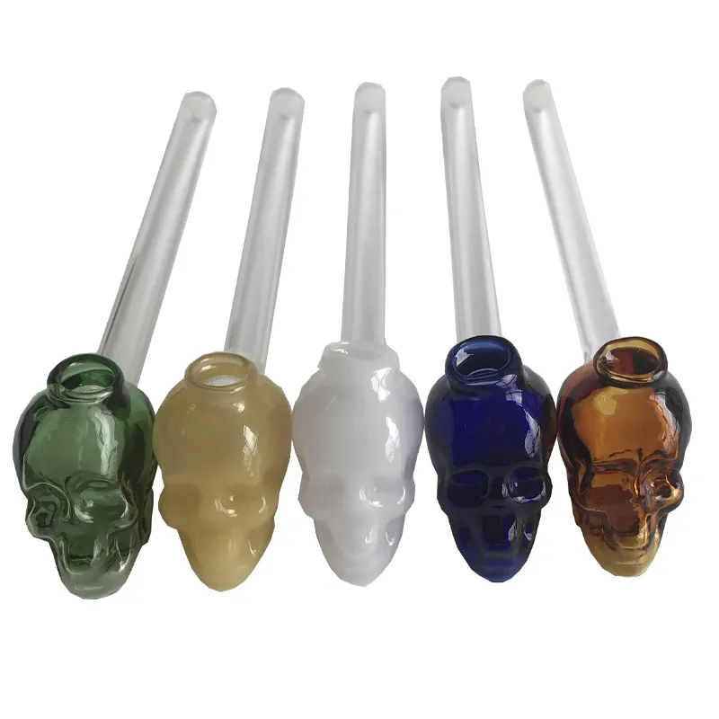 Glass Pipes Oil Burner For Smoking 5.5 Inches Colorful Pyrex Skull Glass Oil Burner Water Hand Bubblers