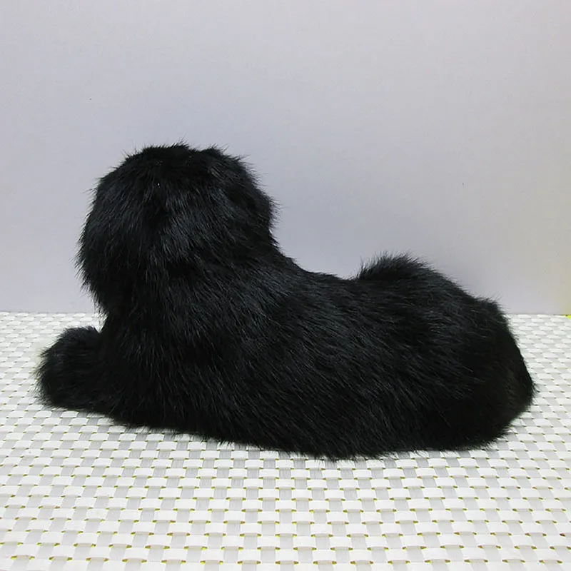 Dorimytrader bonito mini lifelike animal preto dog toy de pelúcia realistas cães decoração para carro presente dos miúdos 2 modelos DY80006