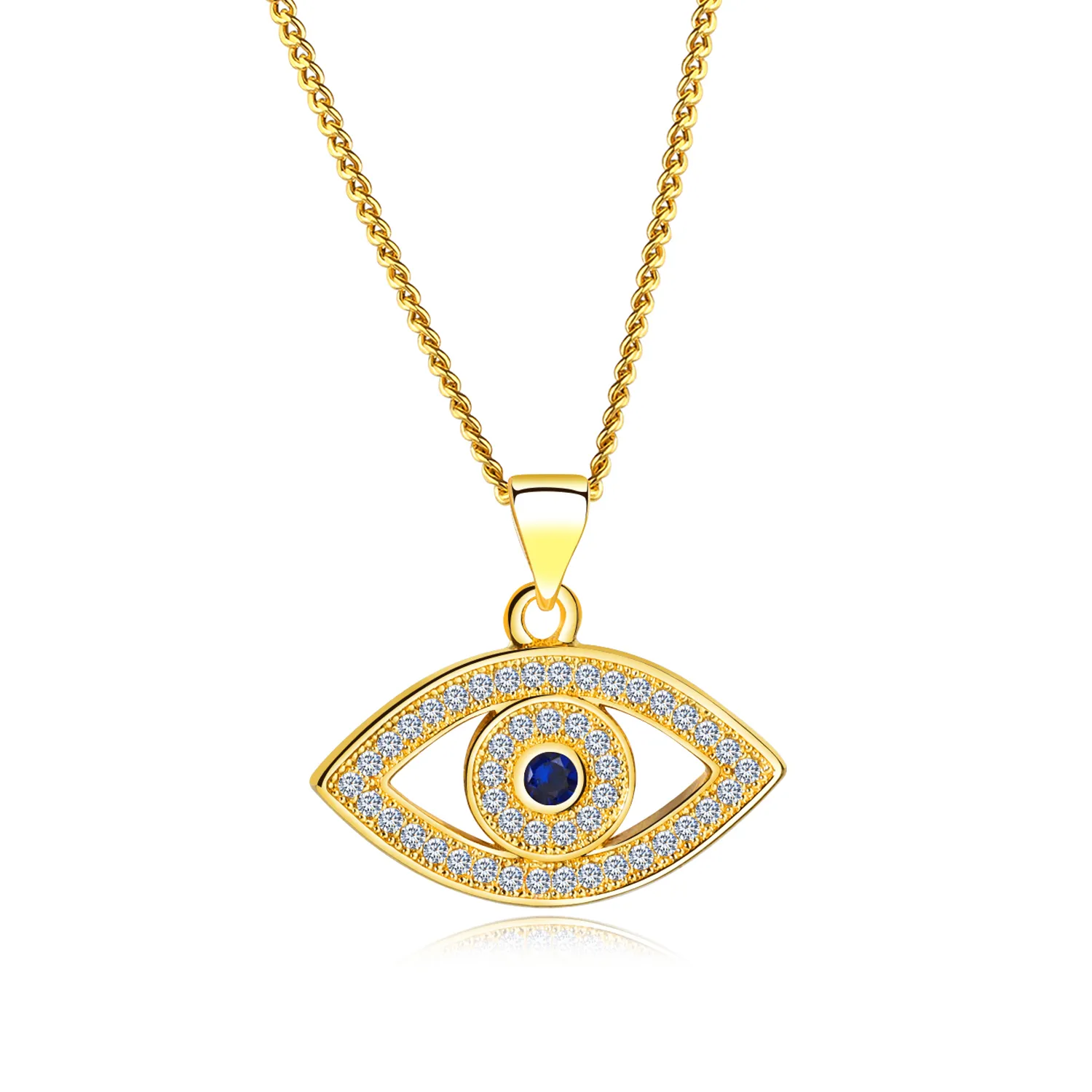 Collana CZ Celebrity collana Blue Evil Eye Terzo Occhio compleanno Gift- Argento, Oro