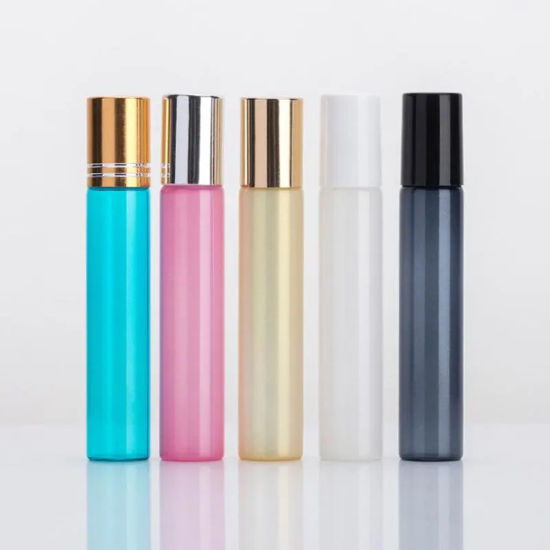 5ml 10ml Glass Aromatherapy Essential Oil Roller Roll on Bottles Refillable Bottles with Ball & Brushed Cap F949