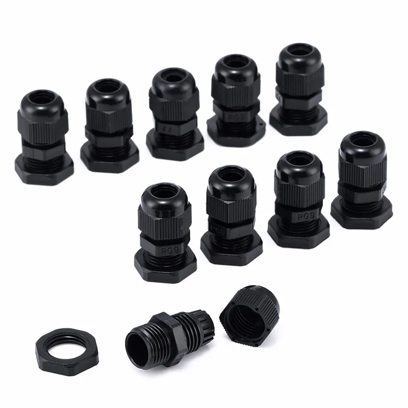 Cable Glands Suyep PG9 Black White Waterproof Adjustable Nylon Connectors Joints With Gaskets 4-8mm For Electrical Appliances