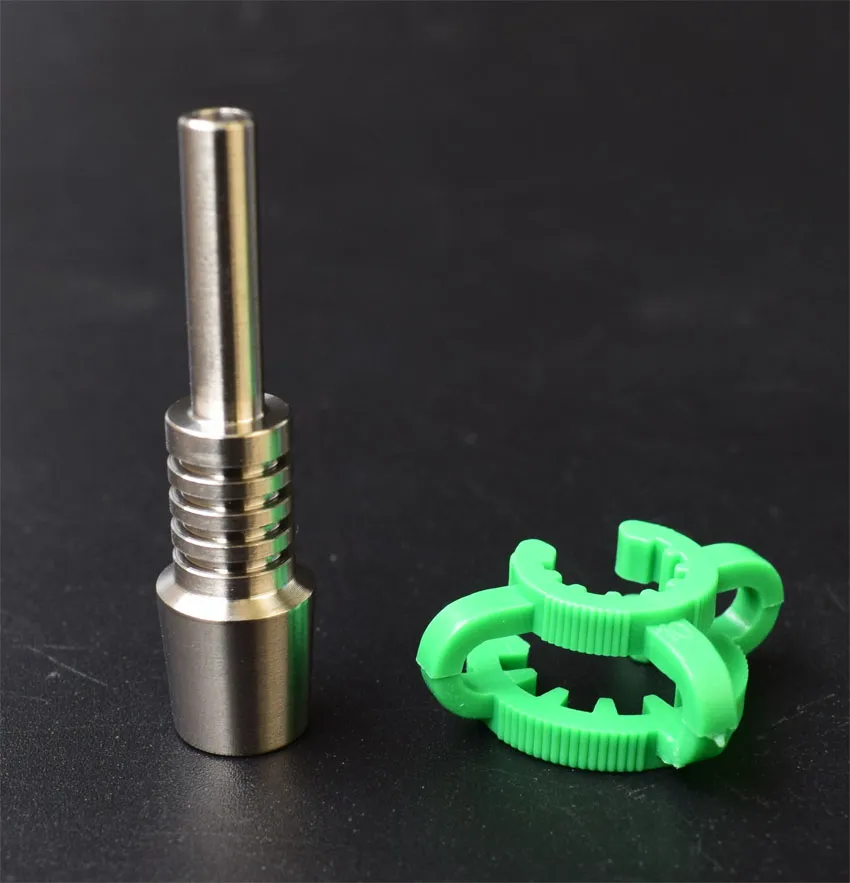 DHL de alta calidad 10 mm 14 mm 18 mm Punta de cuarzo para mini kits de colector de néctar con clips de plástico Keck Puntas de uñas de titanio Bongs de vidrio