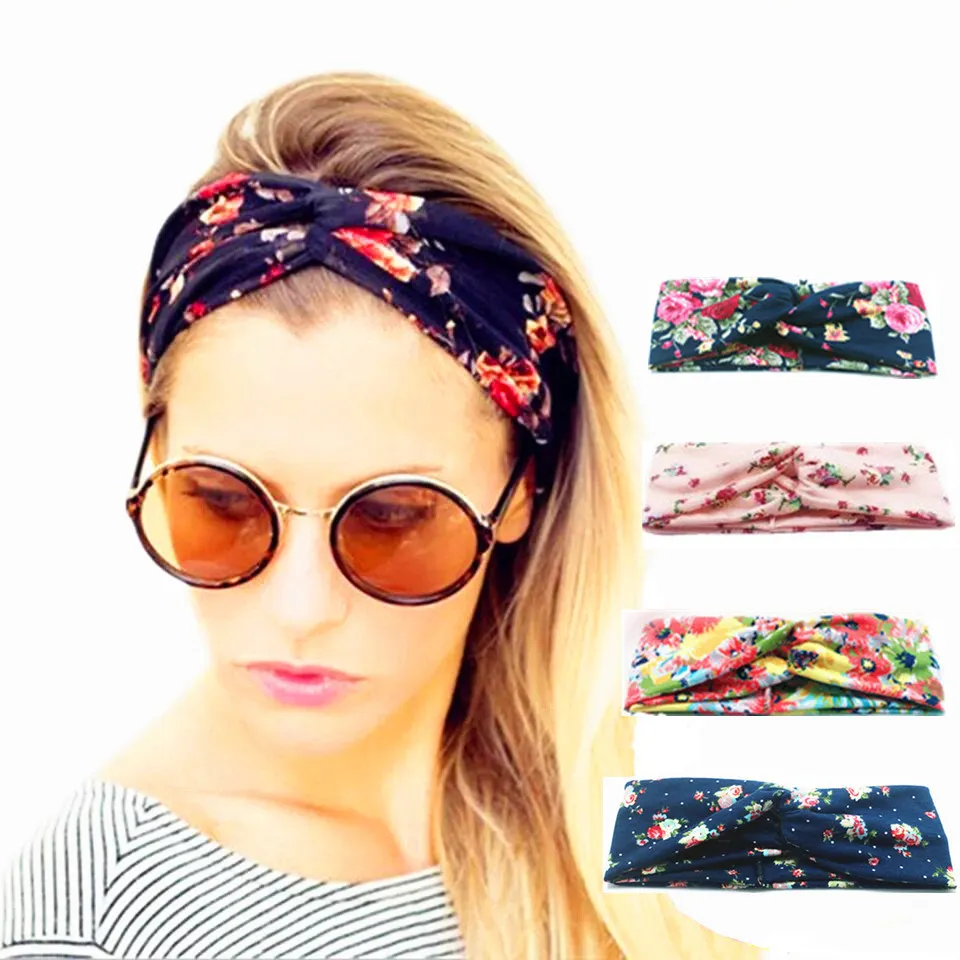 Mujeres Twist Turban Floral diseñador Estampados Diadema Estiramiento Deporte Yoga Hairbands Para Niñas Headwrap Bandana Accesorios para el cabello Joyería