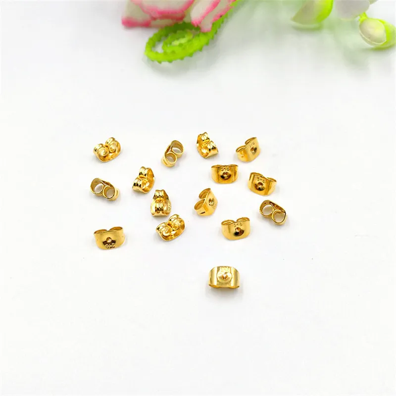 100 stks / partij rvs oorbellen rug oorbel stop voor diy sieraden accessoires zilver / gouden kleur ambachten