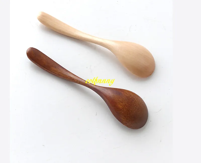 13*3cm Natural Wooden Spoon Round Scoop Tea Honey Coffee Condiment Salt Sugar Wood Spoon