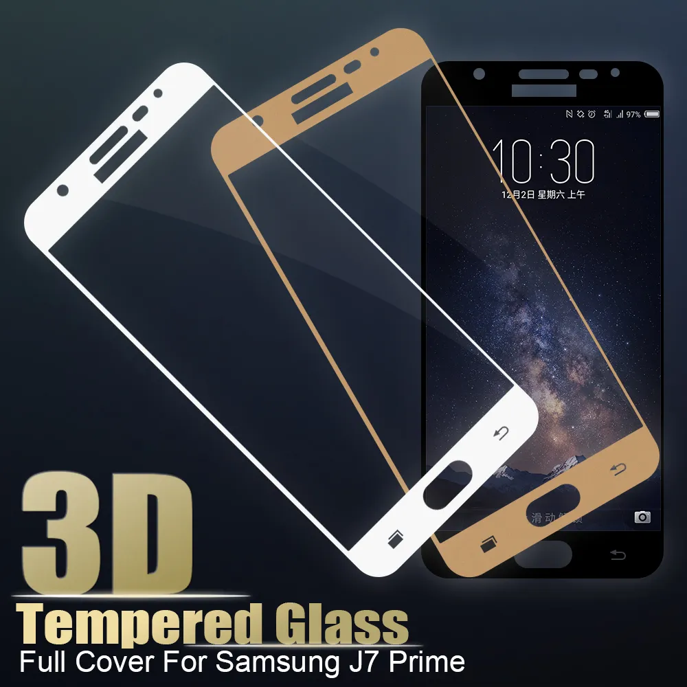 Verre trempé à couverture complète 3D pour Samsung Galaxy J2 J7 J5 SM-G532 G570 G610 Prime Glass 9H Film de protection plein écran Anti-éclatement