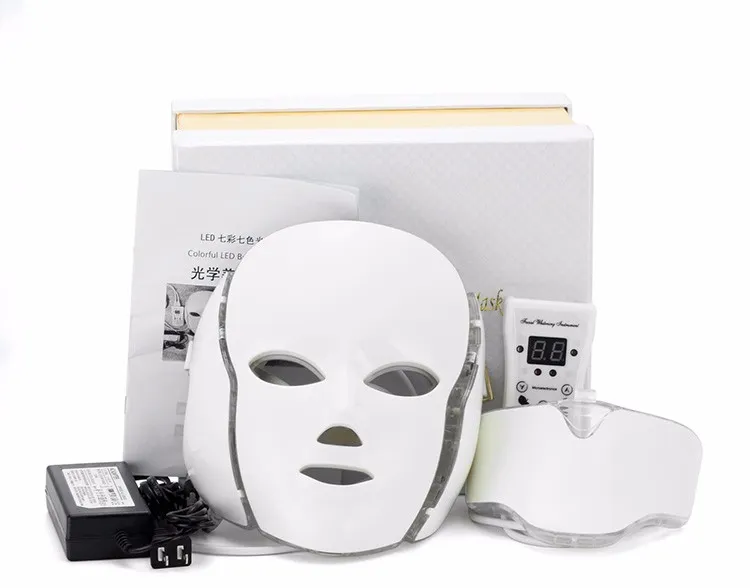 Led Yüz Maskesi 7 Renk Işık Pon Sıkma Gözenekler Cilt Gençleştirme Anti Akne Kırışıklık Çıkarma Tedavisi Güzellik Salon3098798