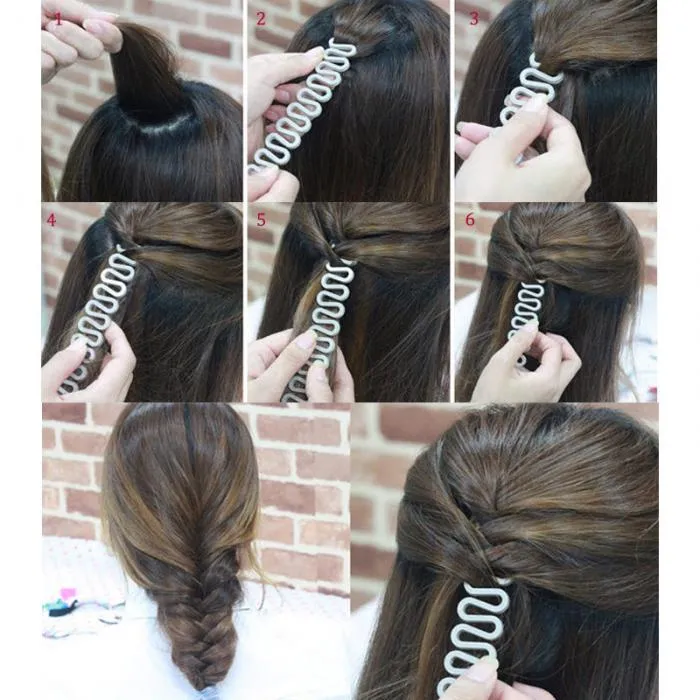 / kvinnor mode diy hår flätning flapper verktygsrulle med magisk hår twist styling bun maker för tjejer