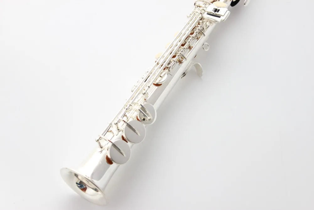 Professionale MARGEWATE Ottone Placcato Argento Soprano BB Sassofono Pulsanti di Perle Strumenti Musicali di Alta Qualità Con Custodia