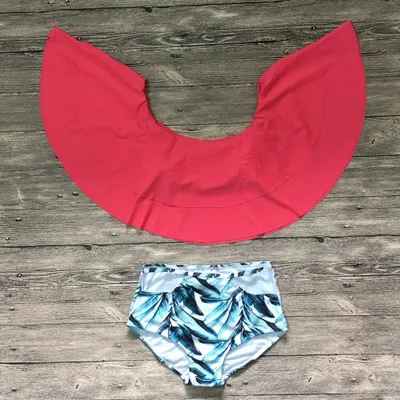 비키니 세트 Doubledeck Flouncing 수영복은 수영복을 위로 밀어 섹시한 여성 높은 허리 수영복 Shoulder Swimming Suits