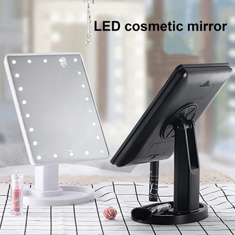 Miroir de maquillage à LED 22 lumières Miroirs compacts Salle de bains Coiffeuse Éclairage Lampe à LED à intensité variable