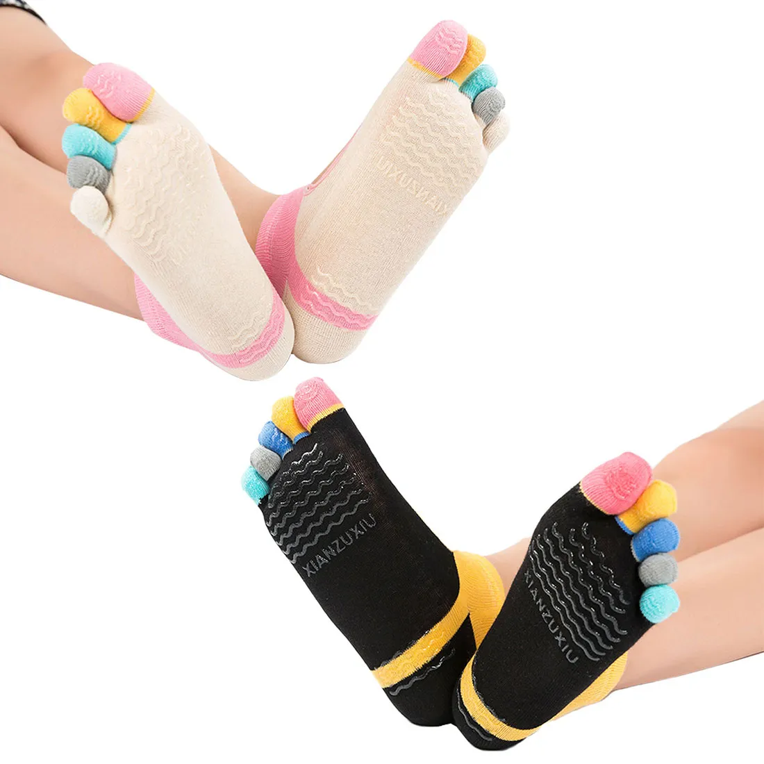 New Women Pilates Five Toe Cotton Non-Slip Yoga Socks Female Socks Mix  Color Hot Sell Kids sock