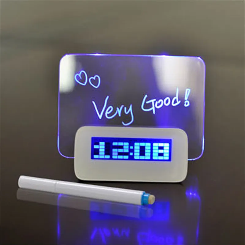 Réveil numérique Fluorescent LED bleu vert, électronique avec panneau de messages, Hub USB 4 ports pour 9167007