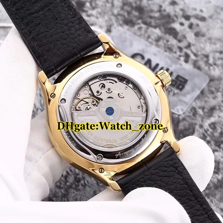 New Master Ultra Thin 1368420 Moon Phase quadrante bianco orologio automatico da uomo cassa in argento cinturino in pelle economici orologi da polso da uomo270Q