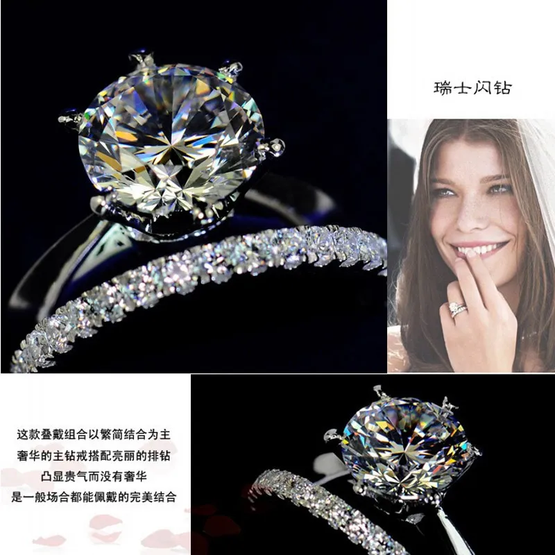 Choucong 高貴なダイヤモンド 925 スターリングシルバー婚約結婚指輪リングセット女性米国サイズ 4-9 ギフト