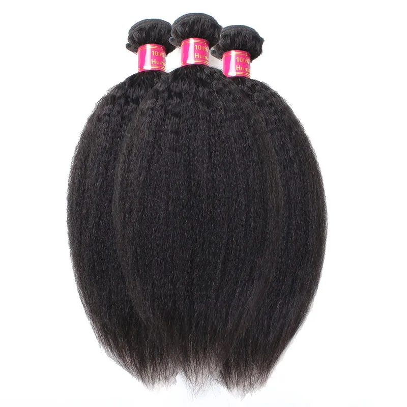 最高の品質10A未処理のモンゴルの髪Afro Kinky Straight Weave Extensions 3PCSロットイタリア語の粗い淡い人間の髪の緯糸