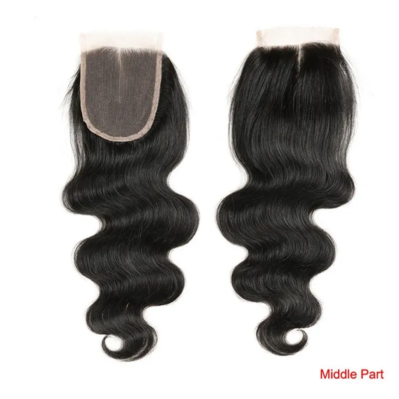 Peruvian Body Wave Hårbuntar med spetslås Obearbetat Remy Human Hair Weave med stängning Billiga Remy Human Hair Extensions