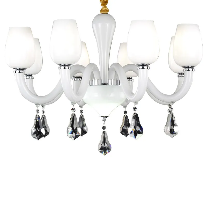 Современные K9 белые люстры для спальни декор романтический европейский стиль гостиной деко кристалл стеклянный люстра