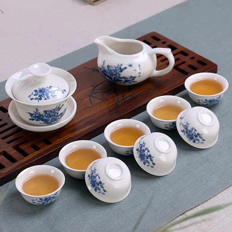 Service à thé Préférence Comprend un total de 10 pièces gaiwan élégant de haute qualité, belle et facile théière bouilloire porcelaine chinoise thé se