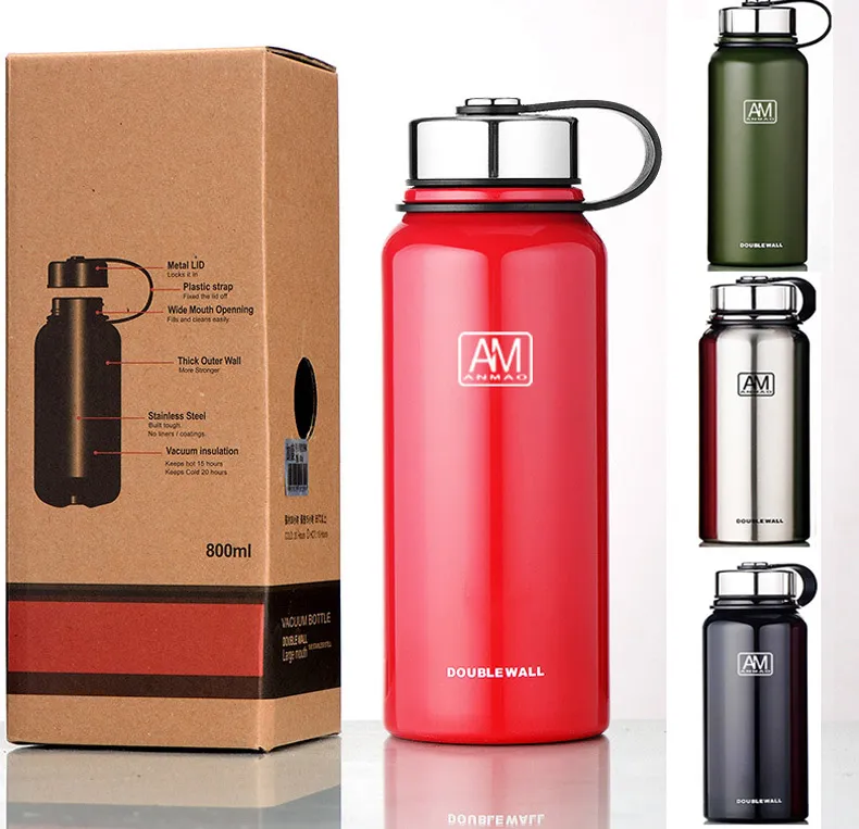 Bouteilles d'eau sous vide pour 304 en acier inoxydable isolé et cool tasse tasse randonnée en plein air sport gobelets bouilloire tasses logo personnalisé HH7-1387