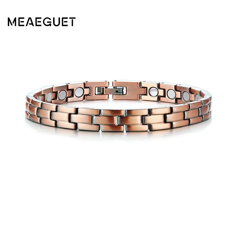 Koppar Alloy Magnetiska Kvinnors Hälsa Armband Justerbar Terapi Energi Anti Artrit Smärtlindring Bangle Pulseira Feminina