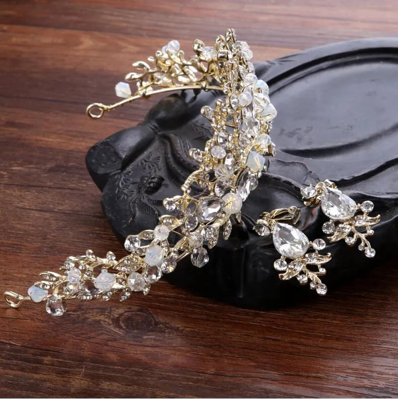 Beaux cristaux roses de mariage de mariée en cristal strass perle perlée accessoires de cheveux bandeau bande couronne diadème ruban casque bijoux