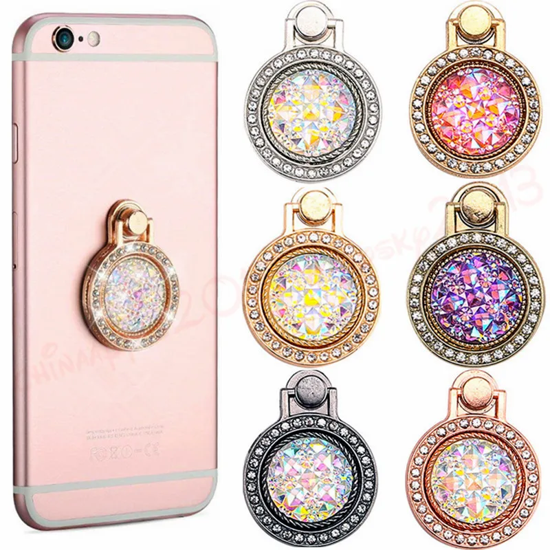 Diamantbling metalen vingerringhouder 360 graden mobiele telefoonstandbeugel voor iPhone 7 8 x xr xs Samsung telefoonhouders