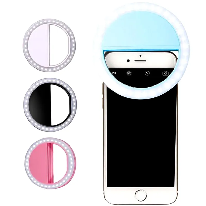 Universal Selfie LED Ring Flash Light Telefono cellulare portatile Selfie  Lampada Anello luminoso Clip per iPhone X XS Mas 8 Plus Samausng Huawei