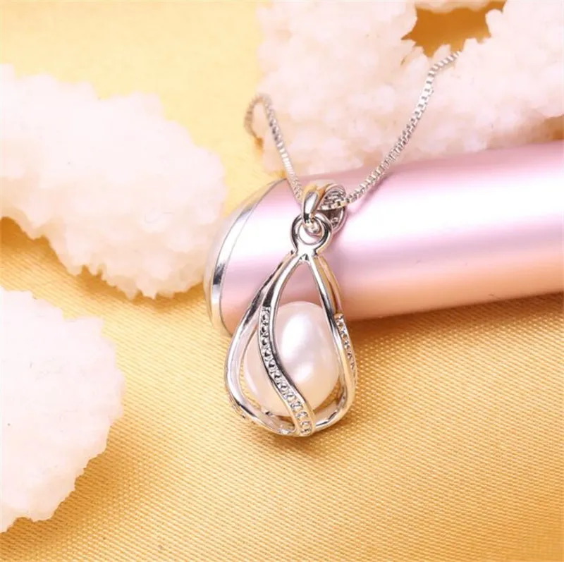 YHAMNI Luxury 100% Natural Pearl Pendant Necklace Fashion Style Exquisite Freshwater Pearl Silver Chain Necklace Pendant Y0925
