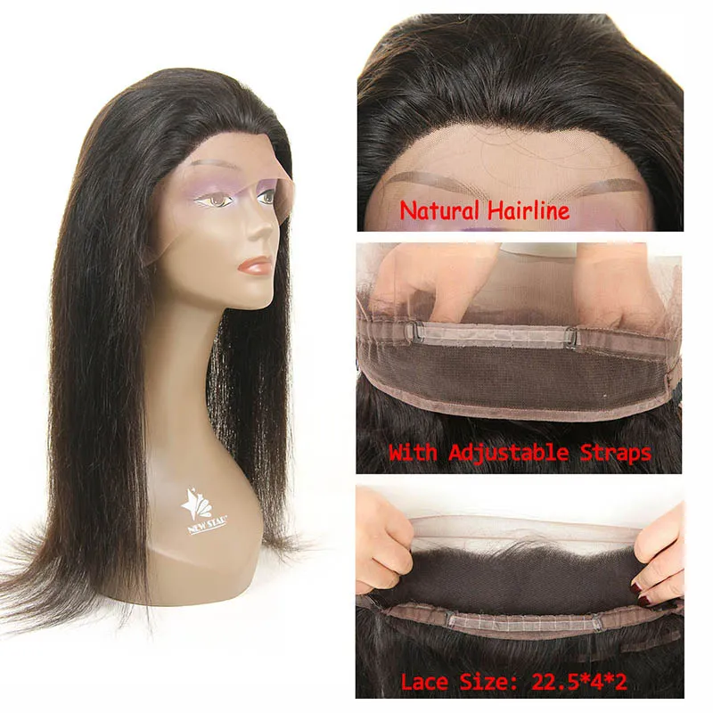Tessuto capelli vergini brasiliani Capelli lisci 360 frontale in pizzo con 3 pacchi Offerte di estensioni di capelli umani vergini brasiliani al 100% non trattati