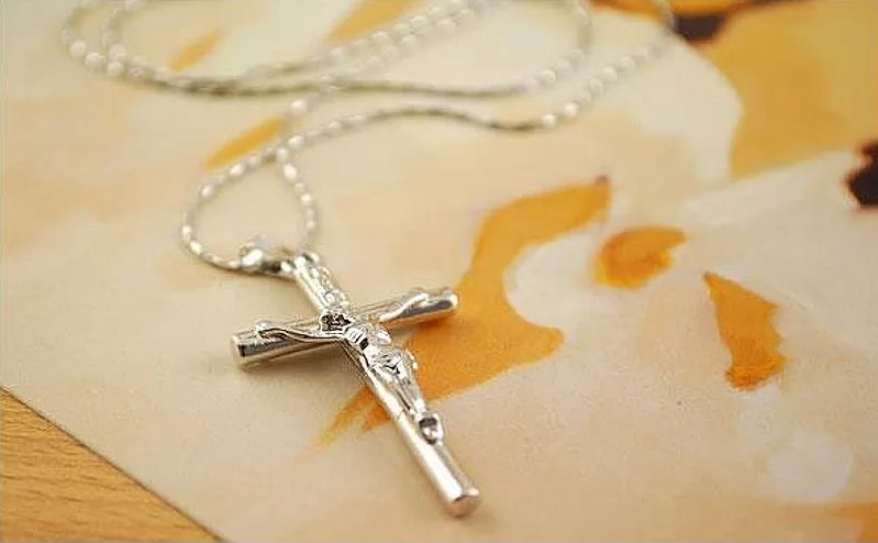 Cross Necklace Women/Men Jewelry Trendy Platinum Gold Plated INRI Crucifix Jesus Cross Chain Pendant 