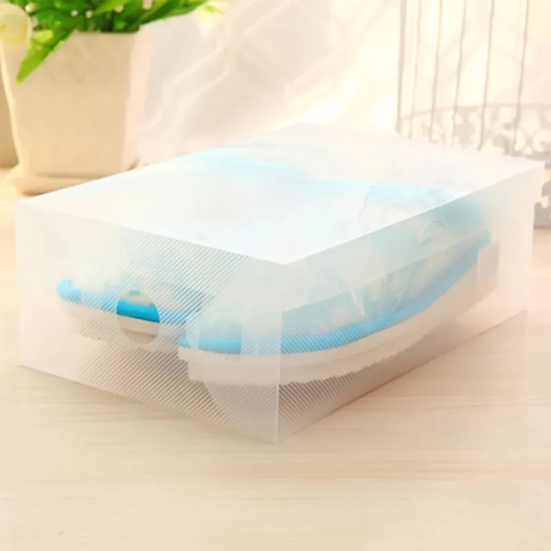 Transparent Clear Plastic Shoe Boot Box Stackable Foldable Storage Organizer Clamshell Household Home Use Multifunction