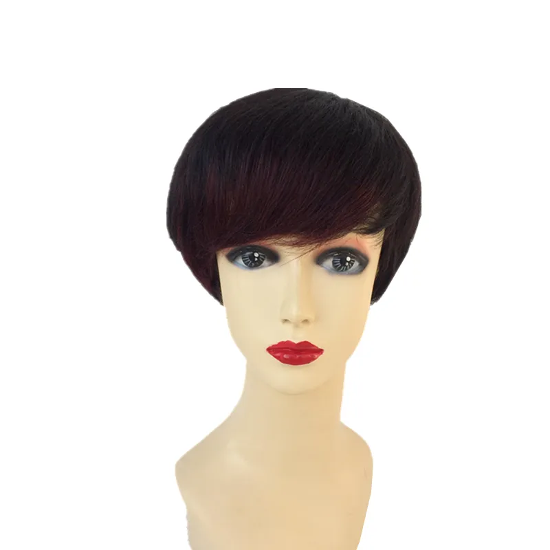 Ombre Short Bob Human Hair Wigs For Black Women Two Tone Brazilian Virgin Hair Short Machine Made Wigs