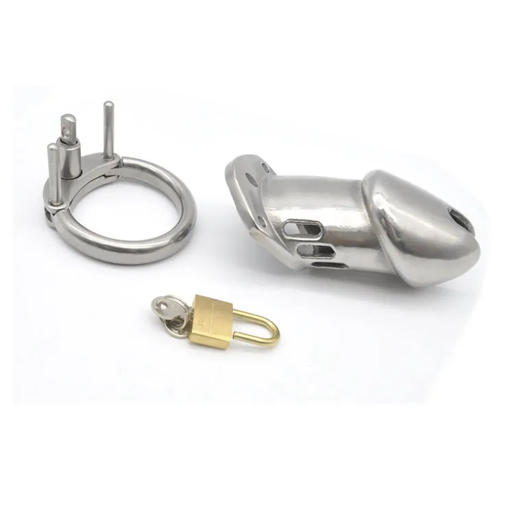 Gabbia di castità maschile Dispositivo di bloccaggio in acciaio inossidabile fine Nuova cintura in metallo vendibile Kit HT di lusso caldo Versione leggera - Doctor Monalisa W668