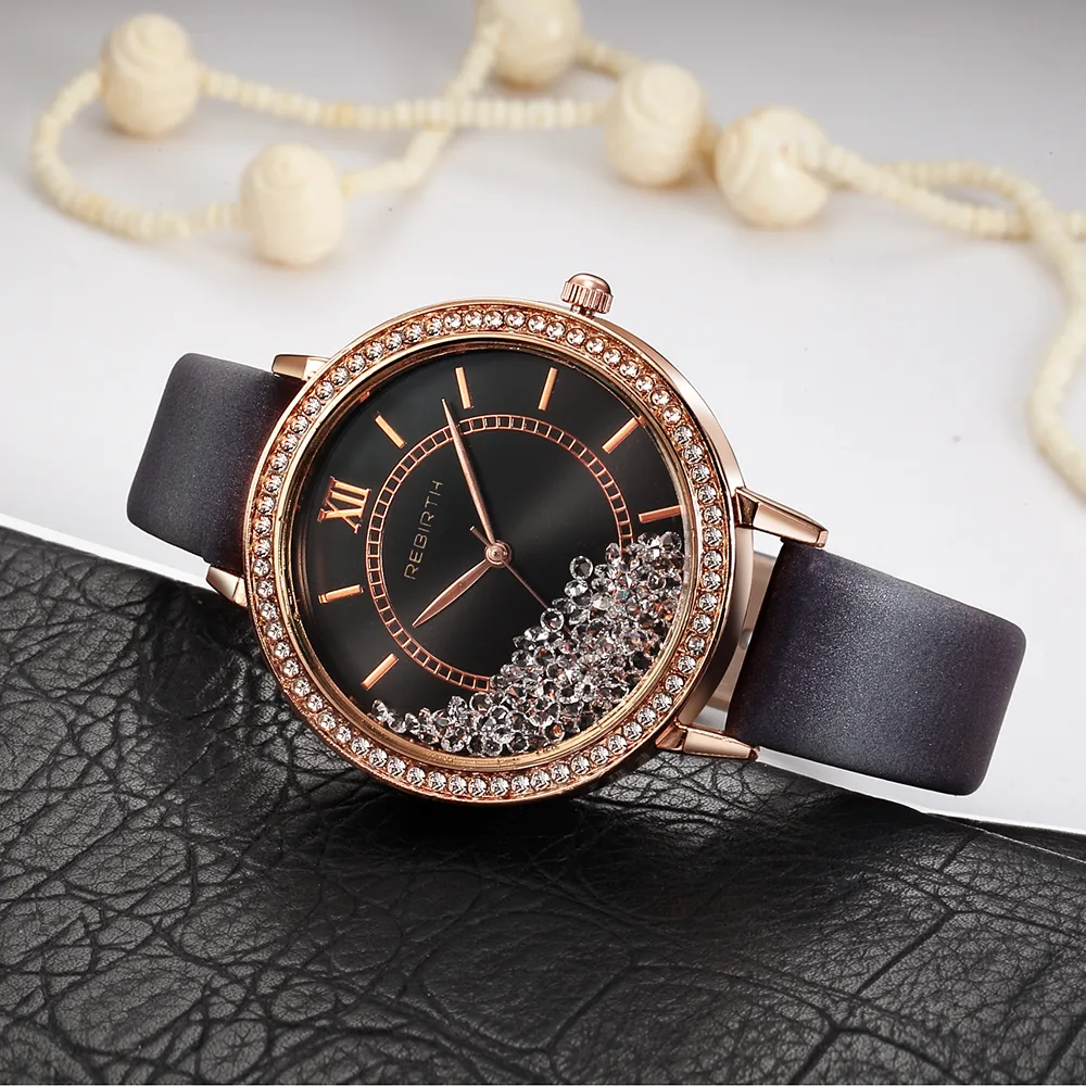 2018 moda rosa ouro relógio mulheres pulseira relógios senhoras strass vestido de quartzo