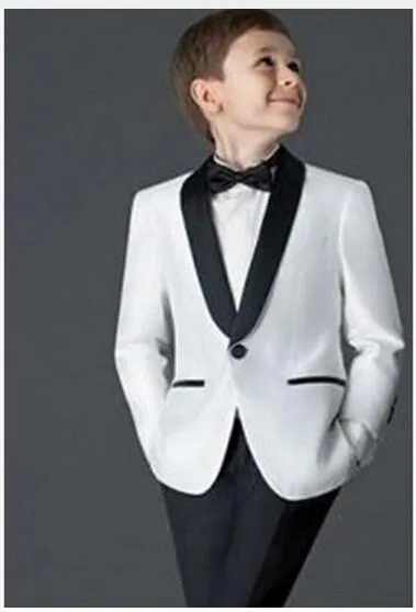 2019 Костюмы для мальчиков на свадьбу Детский костюм смокинг Новый черный / белый детский свадебный выпускной блейзер для мальчиков (куртка + брюки)