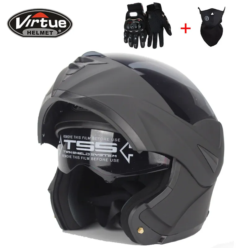 Mode dubbele lens flip-up motorfiets helm motocross full face fit voor mannen vrouwen