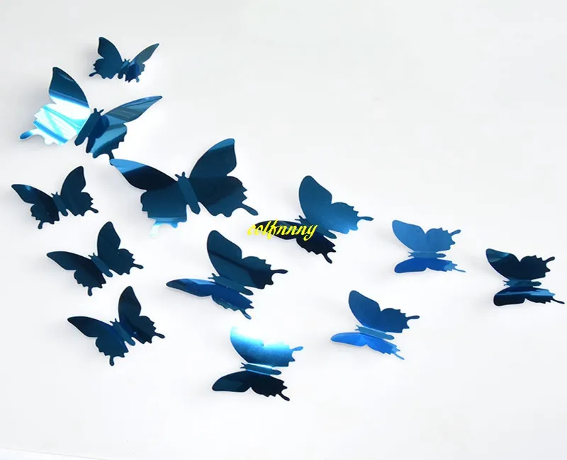 120 ensemblesrapide 12 pièces/ensemble bricolage miroir 3D papillon Stickers muraux décor à la maison enfants cadeau fête mariage décor décoration de la maison B5301