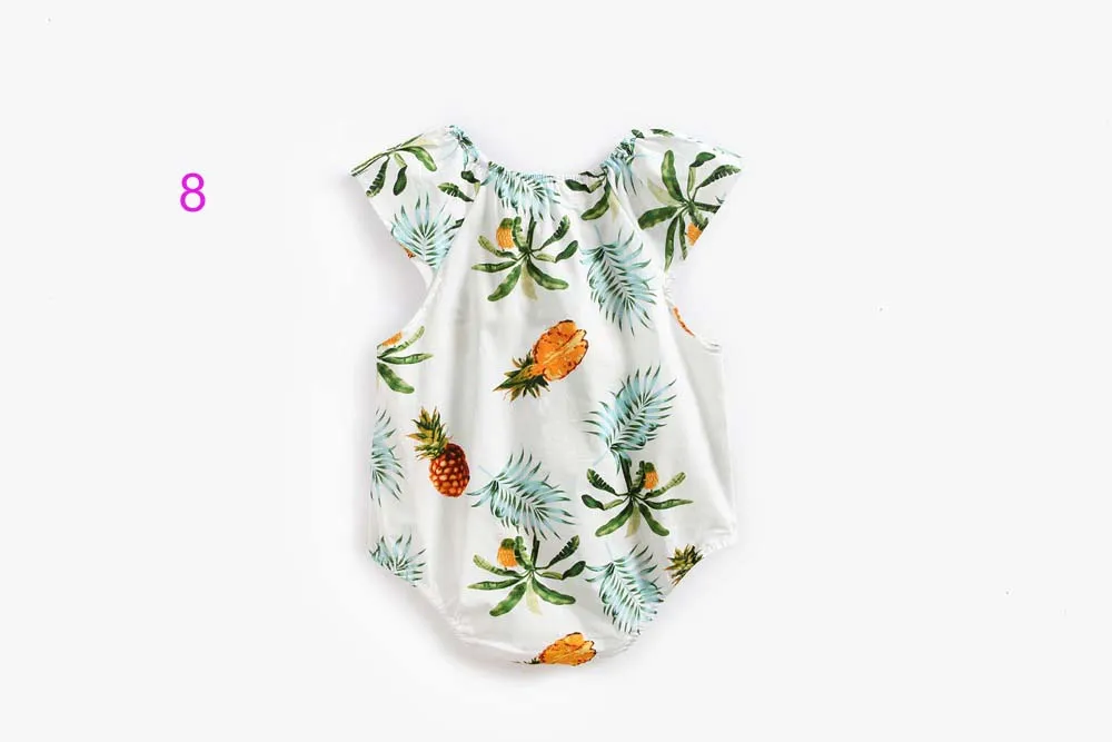 INS hot estilos bebê crianças Roupas de viagem sem mangas romper Floral impressão Romper Rodada Collar Elegante Verão romper Novo verão