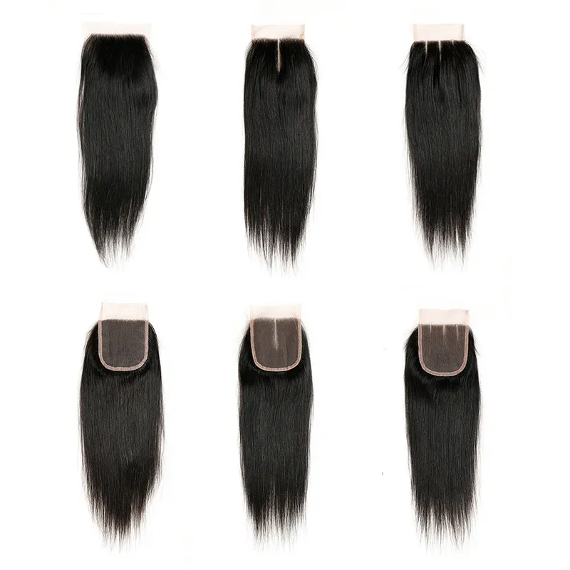 3 Bundles Silky Straight Extensions de Cheveux Vierges Brésiliens avec Top Dentelle Fermeture 4x4 Remy Cheveux Humains Tisse Couleur Naturelle 10-30 Pouces