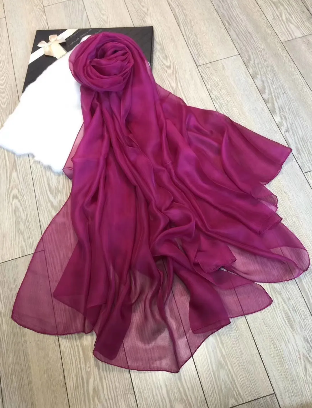 Ny tjejkvinnor Solid Chiffon Silk Stor Scarf Scarves Shawl Wrap Gift Accessory 200 * 150cm # 4076