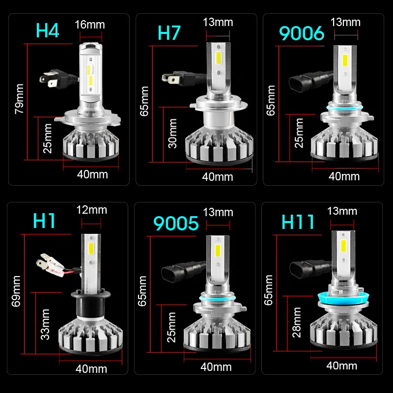 Braveway H4 Phare Led H7 Ampoule Led De Voiture H1 H3 H27 9005 9006 Hb3 Hb4