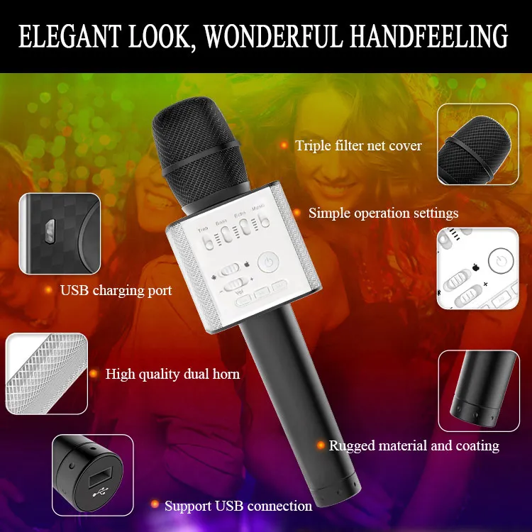 Q9 04 Wireless Karaoke Microphone Bluetoothスピーカー2 in 1ハンドヘルドシン録音録音可能なKTVプレーヤーAndroid4841879