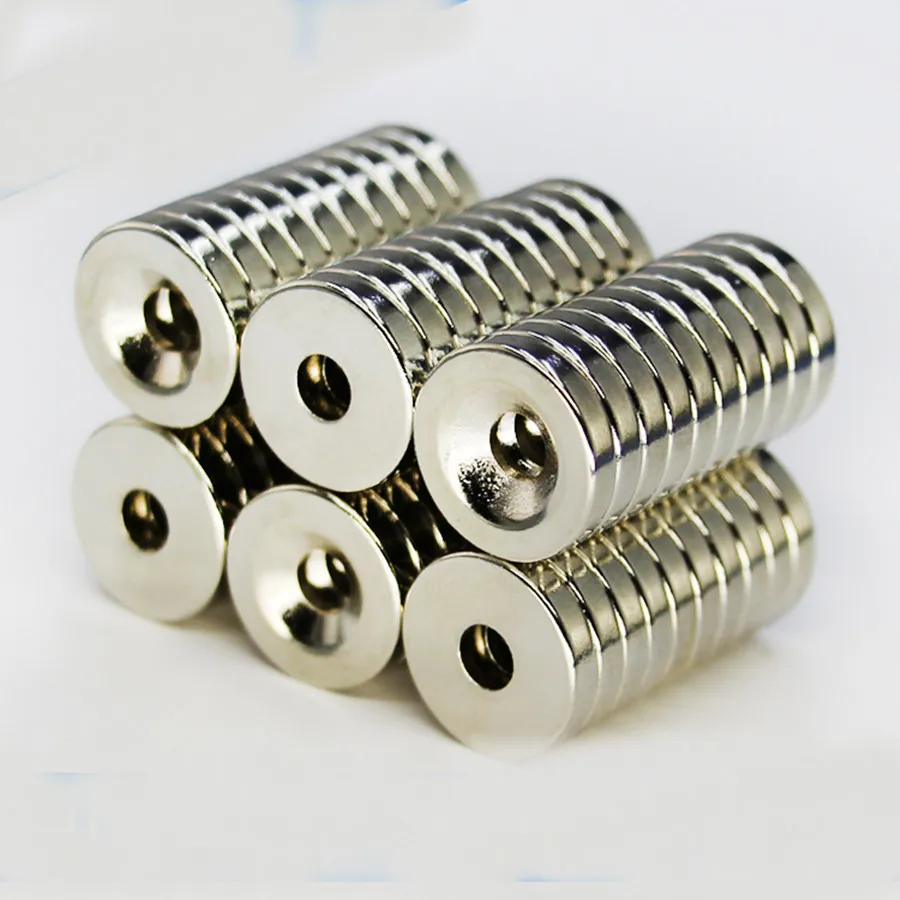 50pcs 10 x 3mm 구멍 3mm N50 강한 반지 자석 D Countersunk 희소 한 지구 네오디뮴 자석 영구 자석