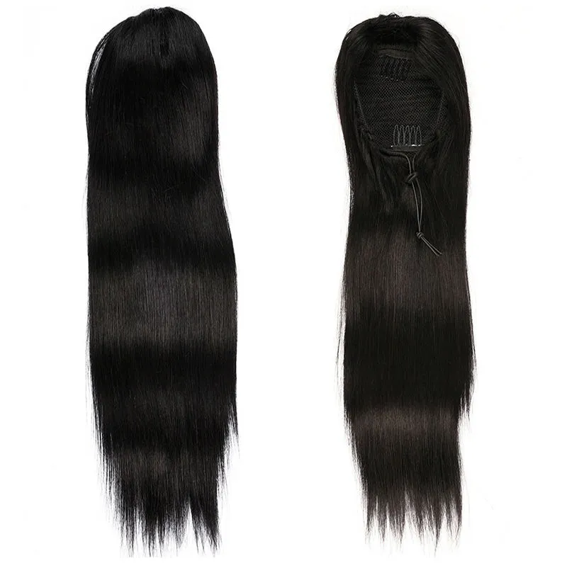 Straight Pony tail hairpiece Human Hair European Remy Human Hair Ponytail Extensions Tail of Human Hair Natural Ponytails