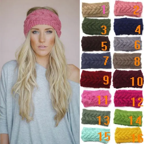 Women Hair Accessories Soft Crochet Headband Knit Flower Hairband Ear Warmer Winter Headwrap Earmuffs Fashion