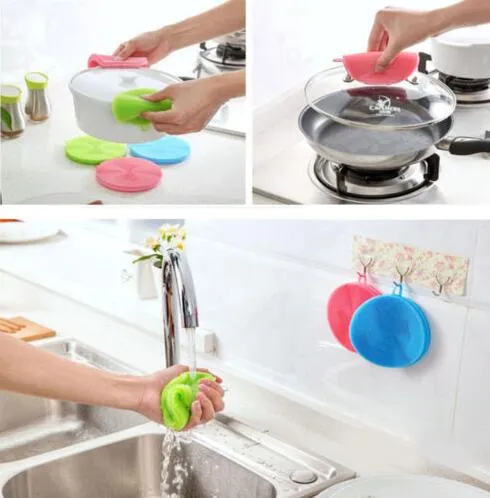 Transhome 1 stks Magic Silicone Spons Keuken Reinigen Borstels Dish Bowl Scouring Pad Pot Pan Gemakkelijk schoon te maken Wasborstels Cleaner