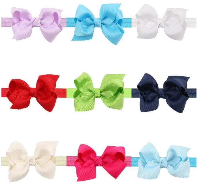 Boutique Néon Gros-Grain Ruban Cheveux Arcs Chatoyant doux Extensible Élastique Bandeaux Accessoires De Cheveux Bowknot Bande De Cheveux 50 pcs HC016